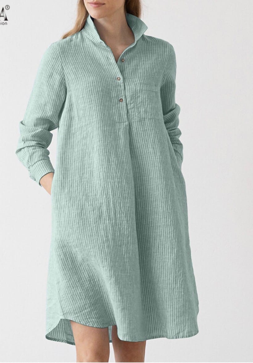 Mint Green Stripe Shirt Dress