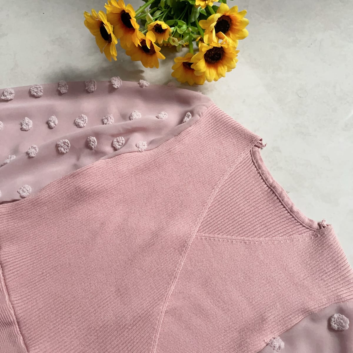 Pink V-neck Knit Dress - Photo 3