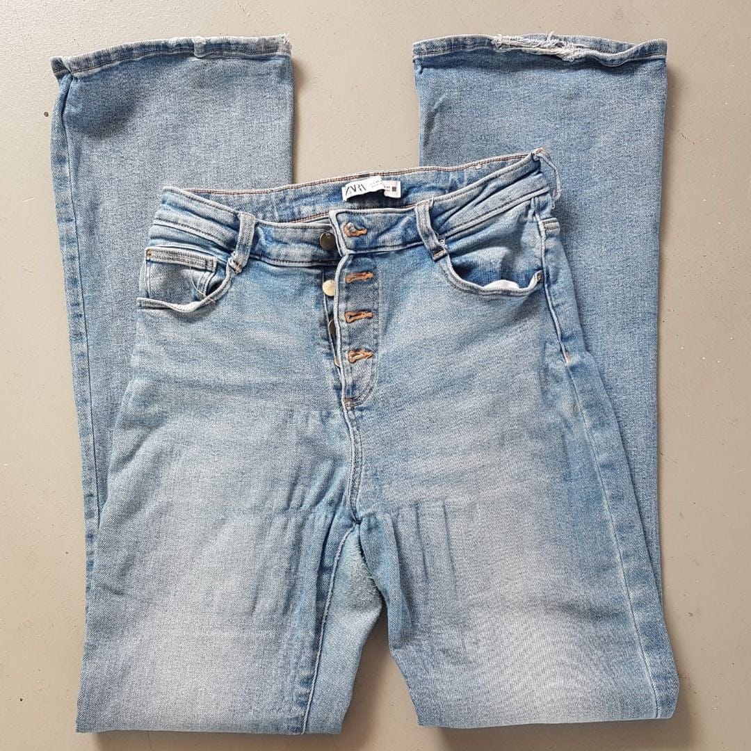 Retro ZARA Denim Jeans, Cool FLARE Bottoms, EU 40, USA 8, MEX 30, Stretchable High Waist - Photo 6