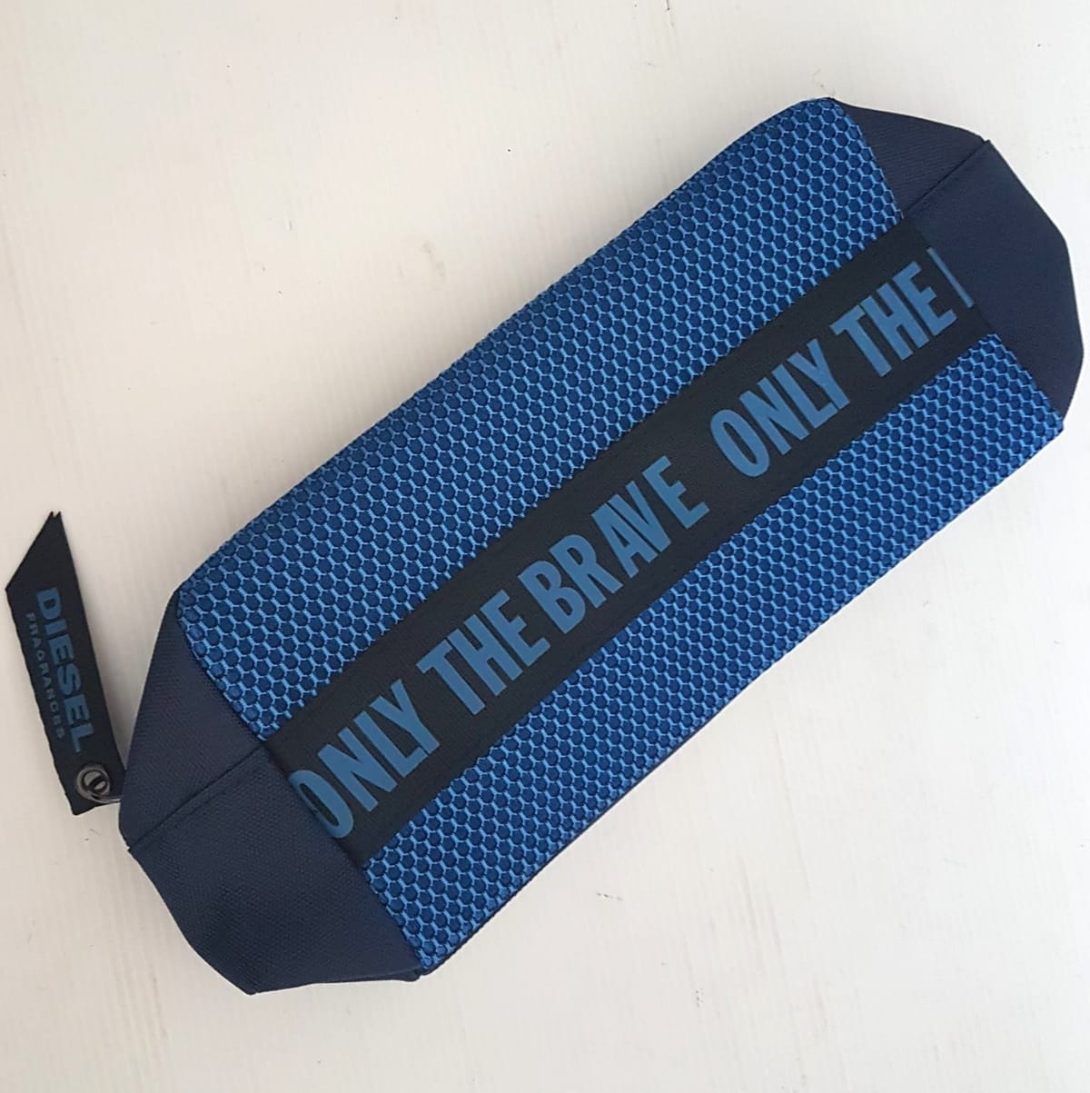 Original DIESEL Limited Edition Pouch, ITALY Cool Blue & Black Clutch, Cosmopolitan Satchel Bag, Intricate Design, Diesel Fragrances, Only the Brave, Sleek Model, Sophistication, Streetwise, Cosmetic Bag, Toiletry, Luxury Living, Pop Culture