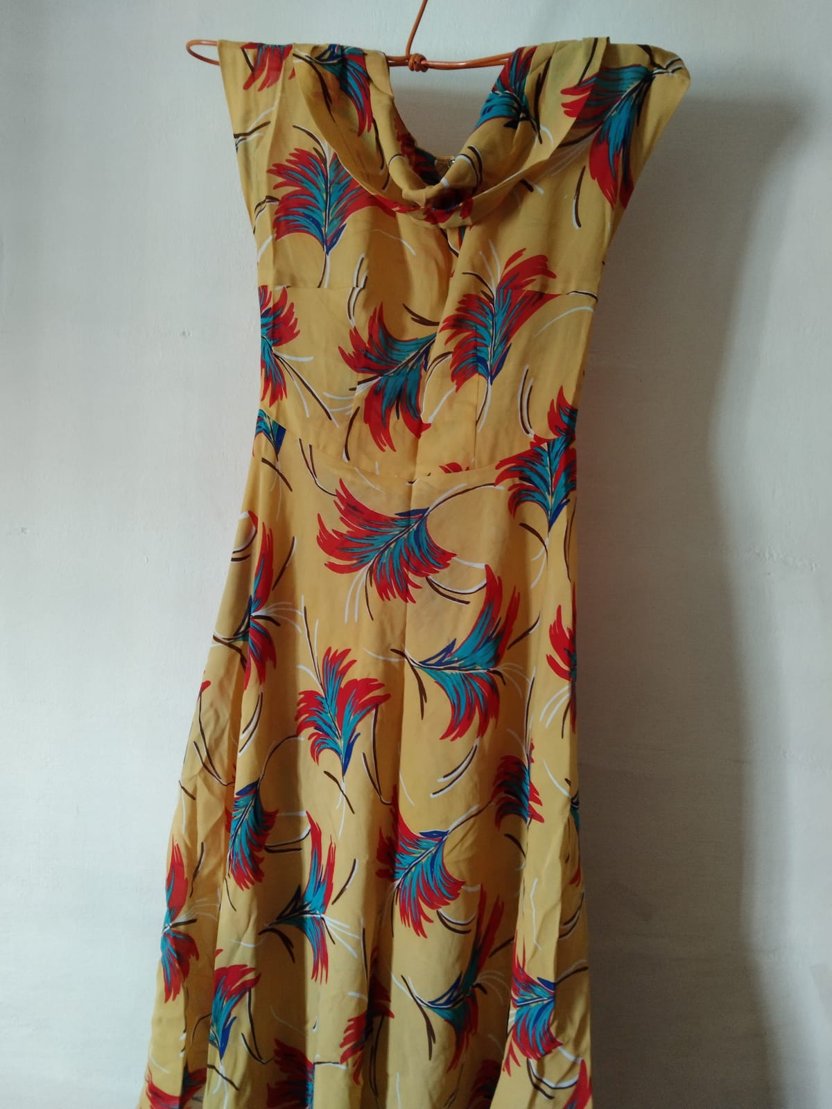 Tropical Leaf Print Flowy Dress