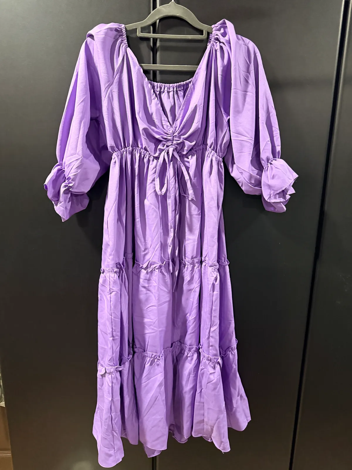 Lavender Maxi Dress with Puff Sleeves