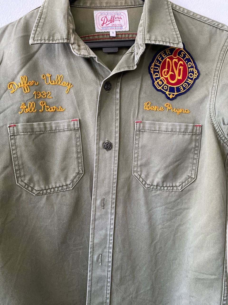 Duffer of St George DUFFER OF ST GEORGE Khaki Green Collared Button Down Jacket (S) - Photo 2