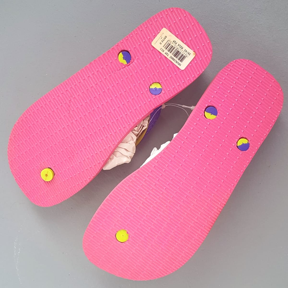 HAVAIANAS Original HAVAIANAS Top Mix Flip-Flops, Cool Sandals, Cosmopolitan, ROSA POP Model, Size 39/40, US 7/8, Continental, Pink, Purple & Yellow Colorway, Sleek Design, Sophistication, Streetwise, Pop Culture, Travel, Beach, Everyday Fashion, Pop Culture - Photo 4