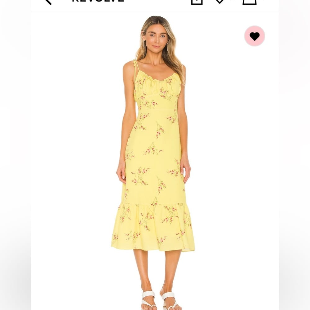 Yellow Floral Midi Dress