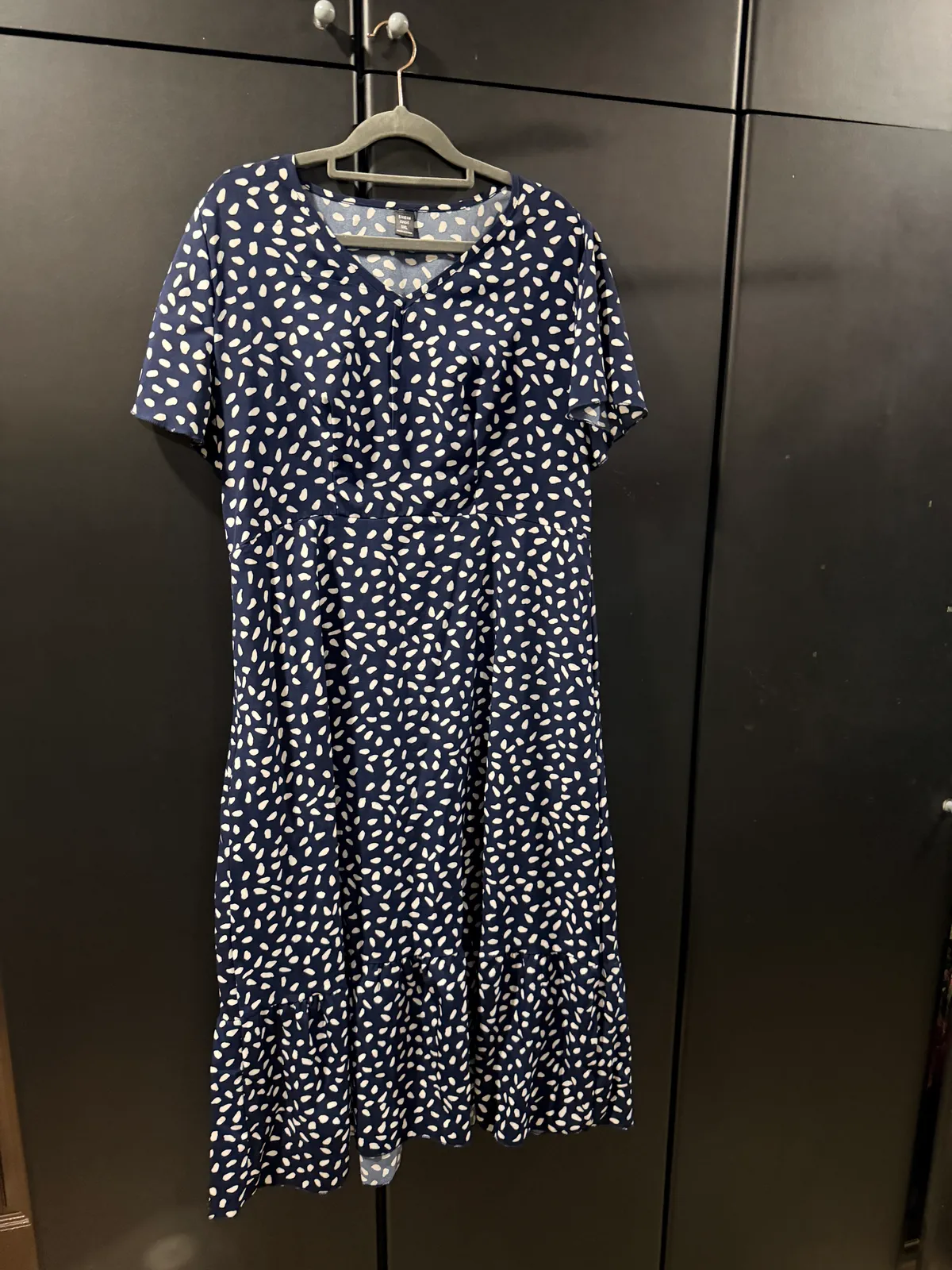 Navy Patterned Midi Dress