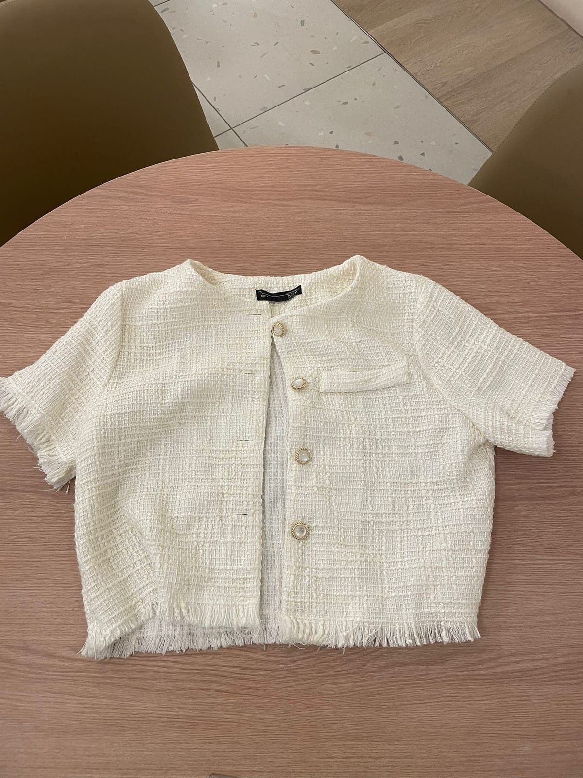 Chic Textured Cropped Tweed Jacket