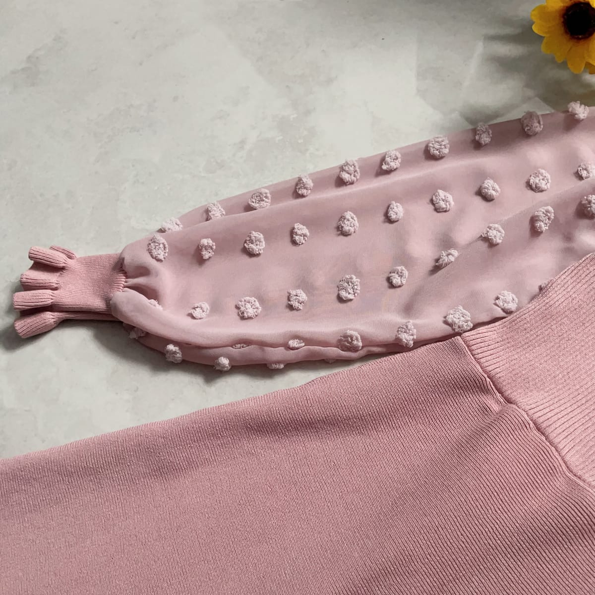 Pink V-neck Knit Dress - Photo 4