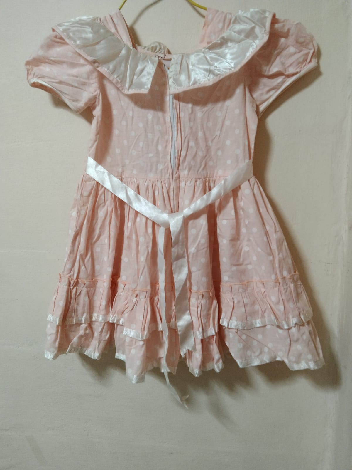 Cute Pink Polka Dot Dress with Satin Trim