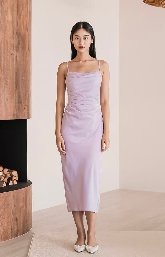 Dear Lyla Chantel Padded Cowl Midaxi Dress (Lavender) - Photo 2