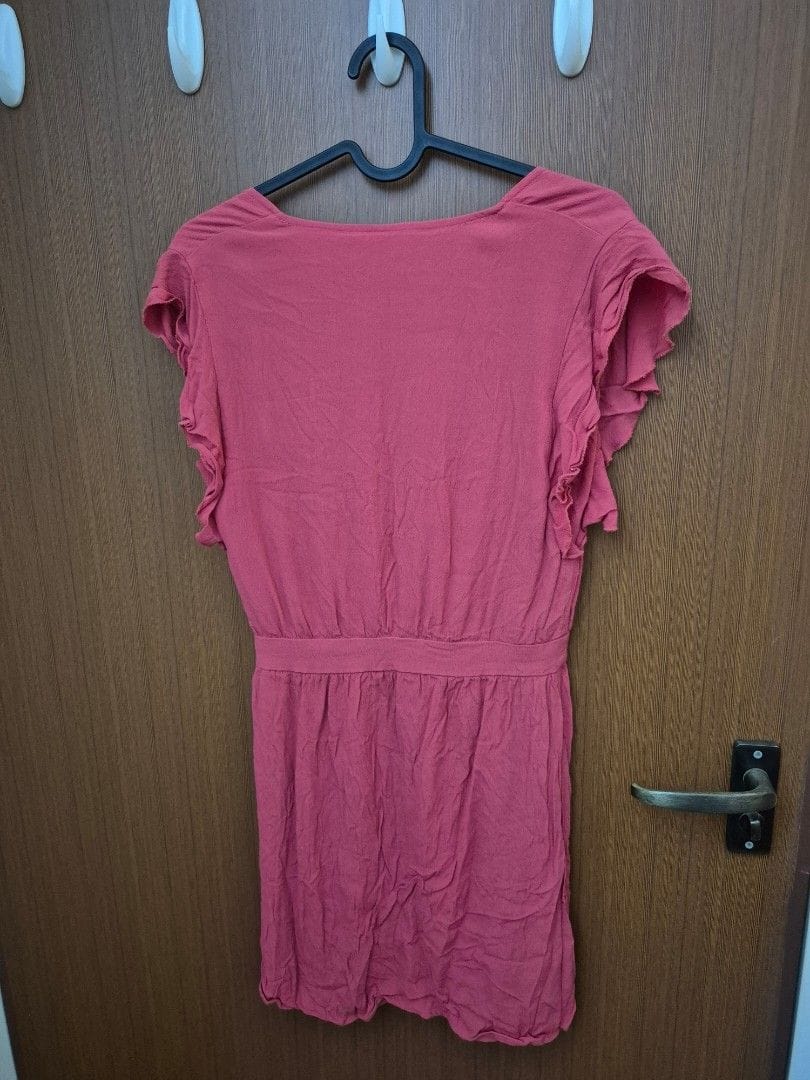 Mango Mango Coral V-Neck Ruffle Dress - XS - Photo 2