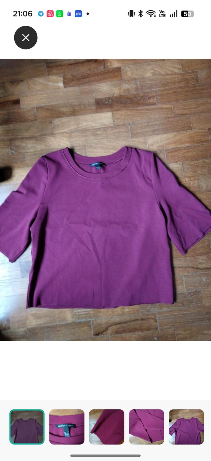 H&M Mango Chic Maroon Cropped Tee