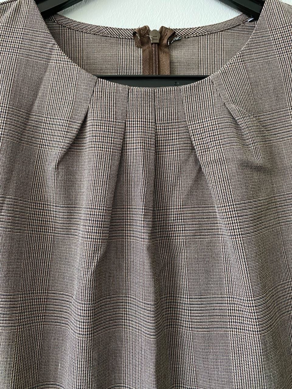 Zara ZARA Brown Check Patterned Pencil Dress (M) - Photo 3