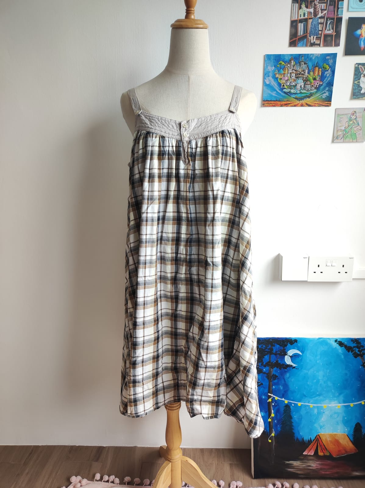 Dual Sided Grey and Plaid Cottagecore Dress  - Photo 3