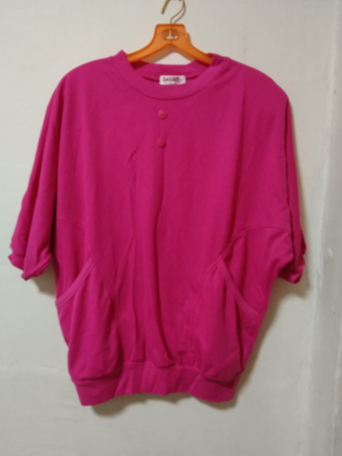 Oversized Hot Pink Buttoned Pullover