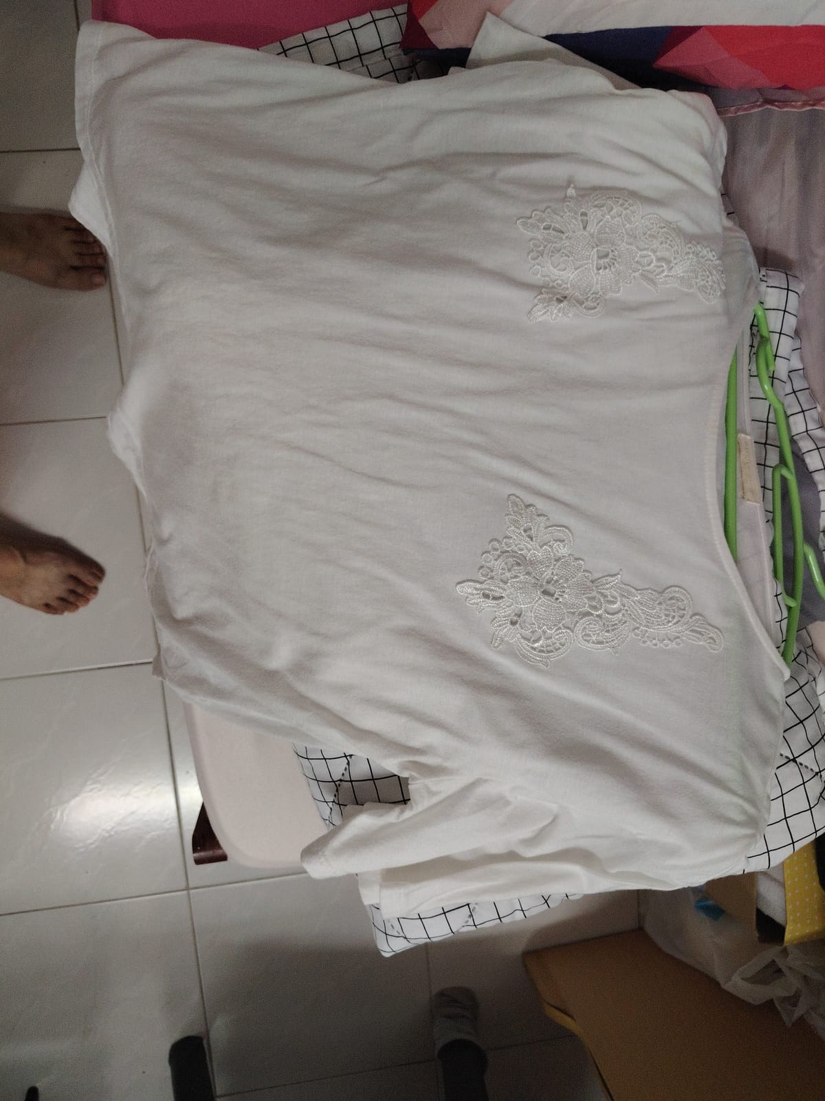 White Embroidered Long-Sleeve Top