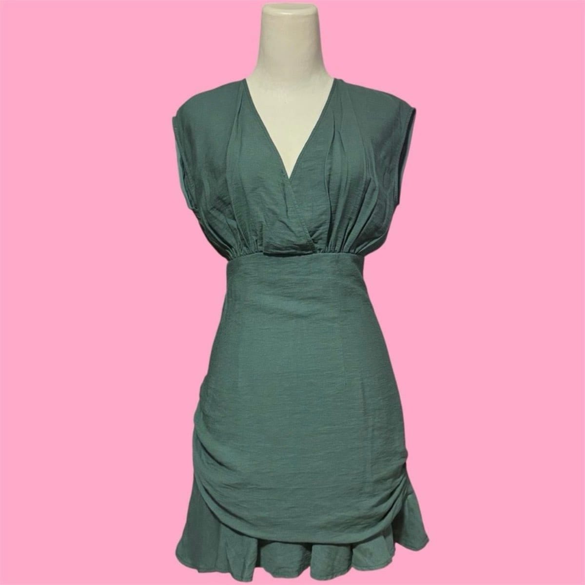 Love Bonito Chic Emerald Green Ruched Mini Dress