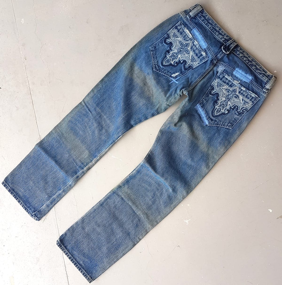 ANTIK Vintage ANTIK Denim Jeans, Made in USA, Cool Distressed Patchwork Bottoms, Size 28, Cosmopolitan, Unique Custom Handmade Designer Wear, Sophistication, Nostalgic Appeal, Retro Pants, Timeless Classic, Luxury Living, Pop Culture, Cult Street Fashion - Photo 5