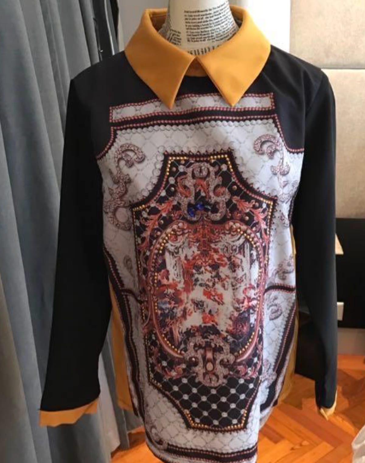 Baroque Print Long Sleeve Blouse