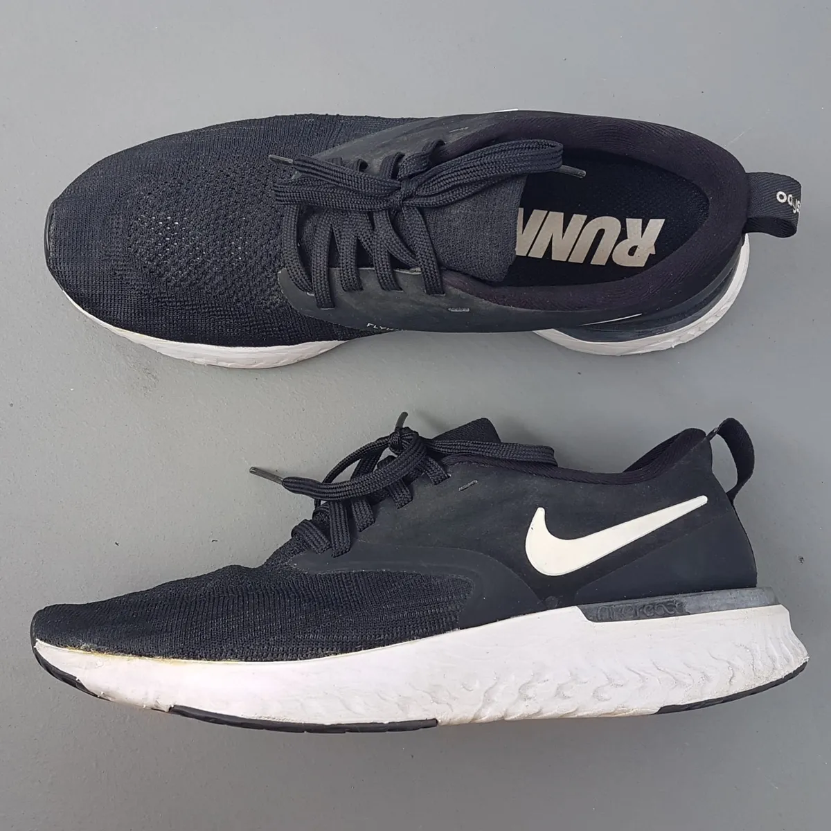 Adidas Original NIKE Black Running Shoes, Nike Odyssey REACT 2 FLYKNIT Sneakers, US 7, UK 5, EU 38, CM 24.5, White Swoosh Logo, Cosmopolitan, Urban Style, Pop Culture, Sophistication, Streetwise, Roadster, Active Lifestyle, Everyday Shoes, Cult Street Fashion - Photo 8