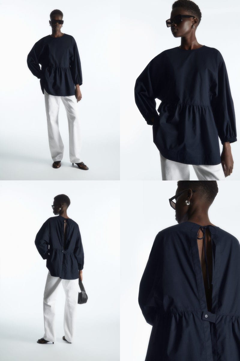 COS - Gathered Oversized Blouse with Back Opening