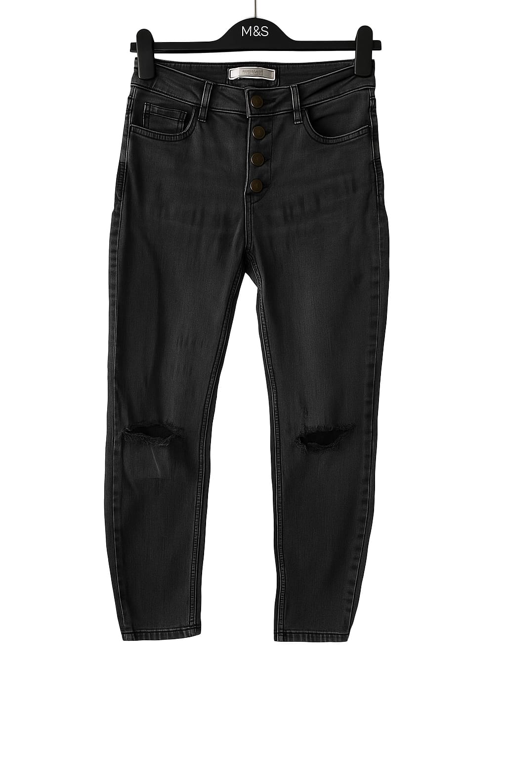 GUESS Faded Black Skinny Jeans With Front Button Design (Size 27)