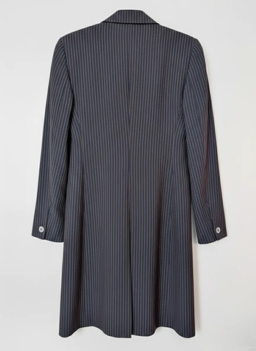 More Dash Than Cash New York More Dash Than Cash Striped Midi Blazer Pinstripe Coat Tailored Long Jacket - Photo 2
