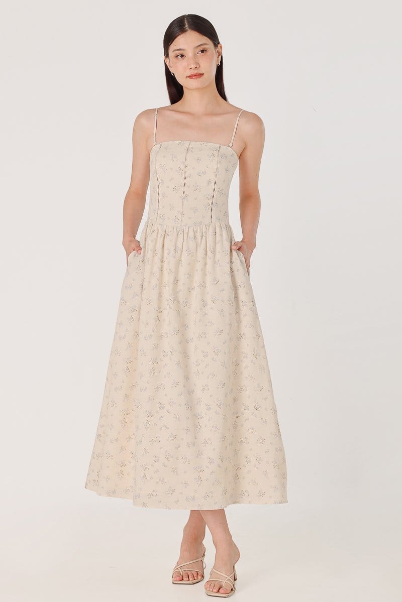 Hartlie Lovet Hartlie Padded Linen Eyelet Insert 2-Way Dress - Photo 3