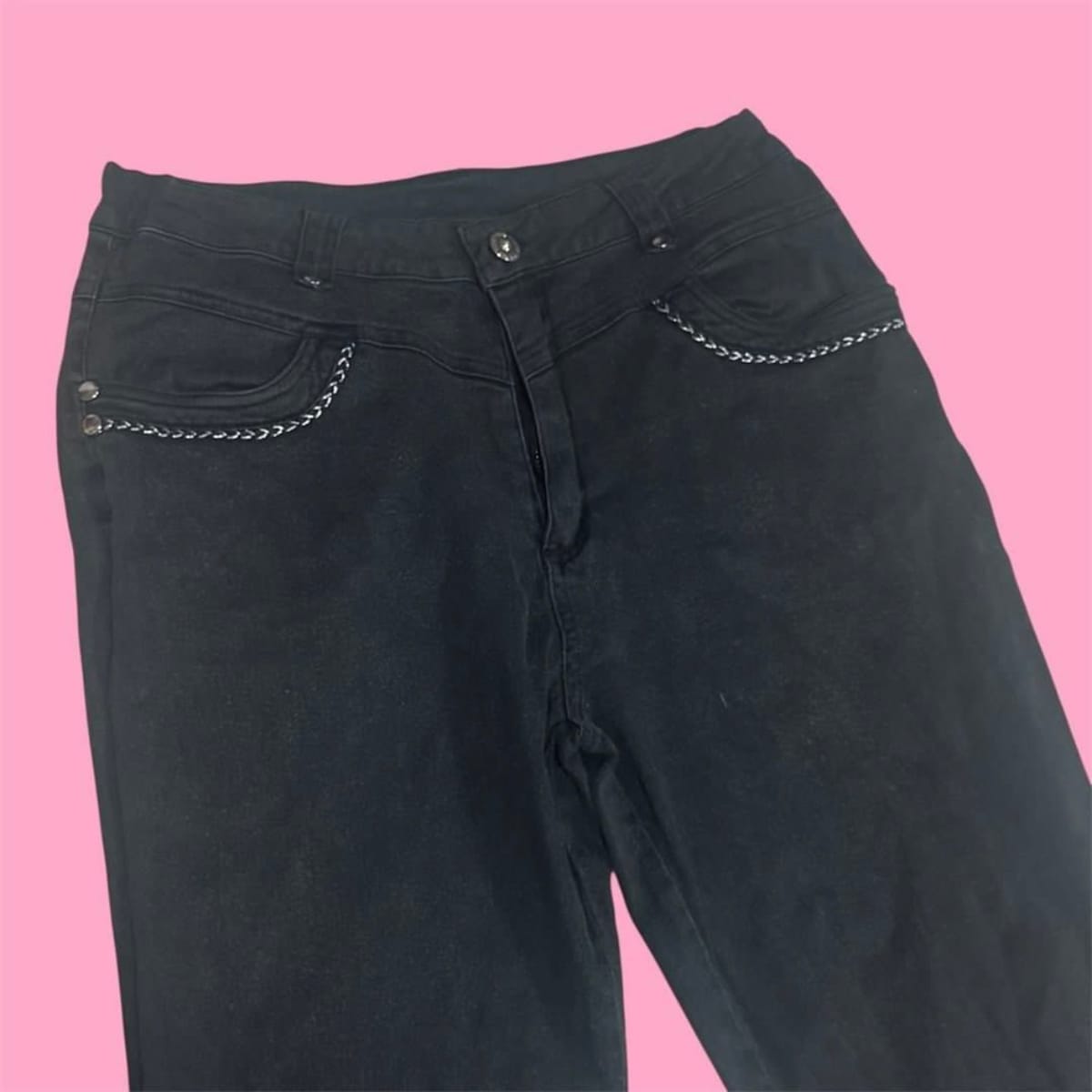 Y2K Black Grunge Capri Pants w/ Side Buckles - Photo 2