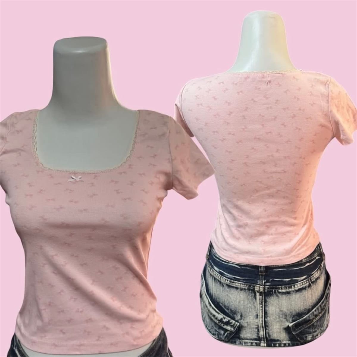 Siwashop Coquette Cottagecore Pink Bow Top 🩷 - Photo 2
