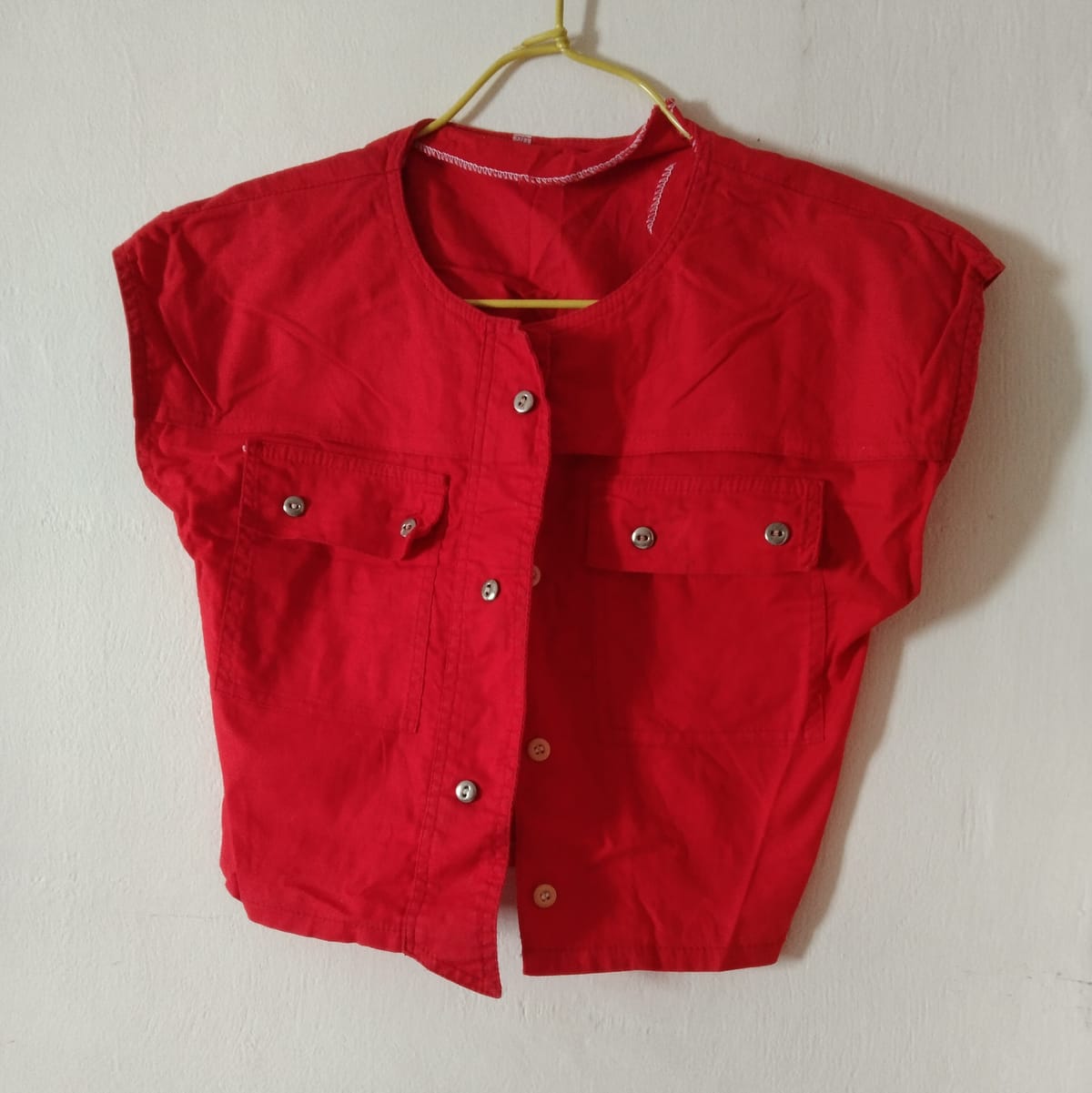 Bright Red Button-Up Vest Top