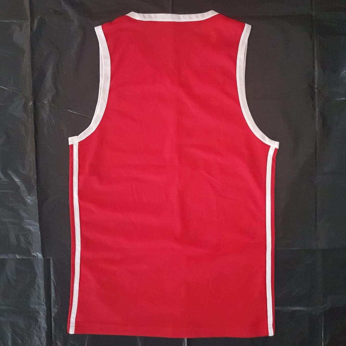 Adidas Original ADIDAS T-Shirt, Cool Red Singlet, Adidas Commander Basketball Jersey, 3 Side White Stripes, Cosmopolitan, Sleeveless Shirt, Athletic Tank Top, Sophistication, Streetwise, Pop Culture, Cult Street Fashion, Urban Style, Timeless Appeal - Photo 2