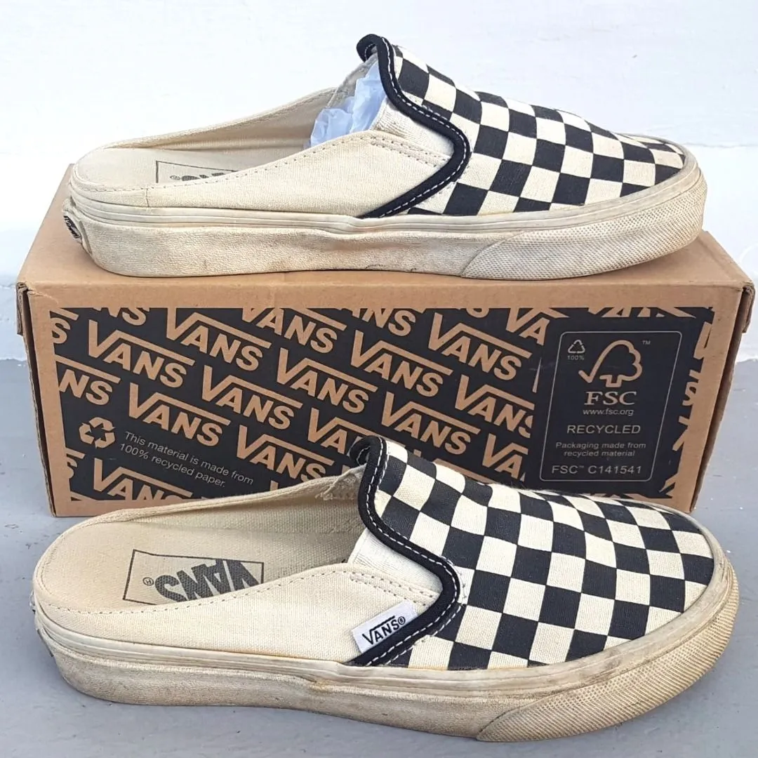 VANS Retro VANS Black & White Shoes, Cosmopolitan, Checkerboard Designer Sneakers, Classic Slip-On Mule, Cool Sliders, US 5.5, UK 3, EUR 35, CM 22, or US 4 Male, Old Skool, OFF THE WALL, Pop Culture, Hip Hop, Rock Star, Cult Street Fashion, Everyday Shoes - Photo 2