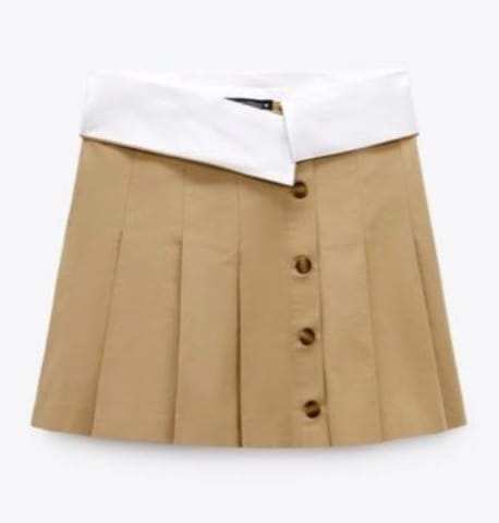 ZARA Light Camel Gabardine Mini Skirt (M) - Photo 2