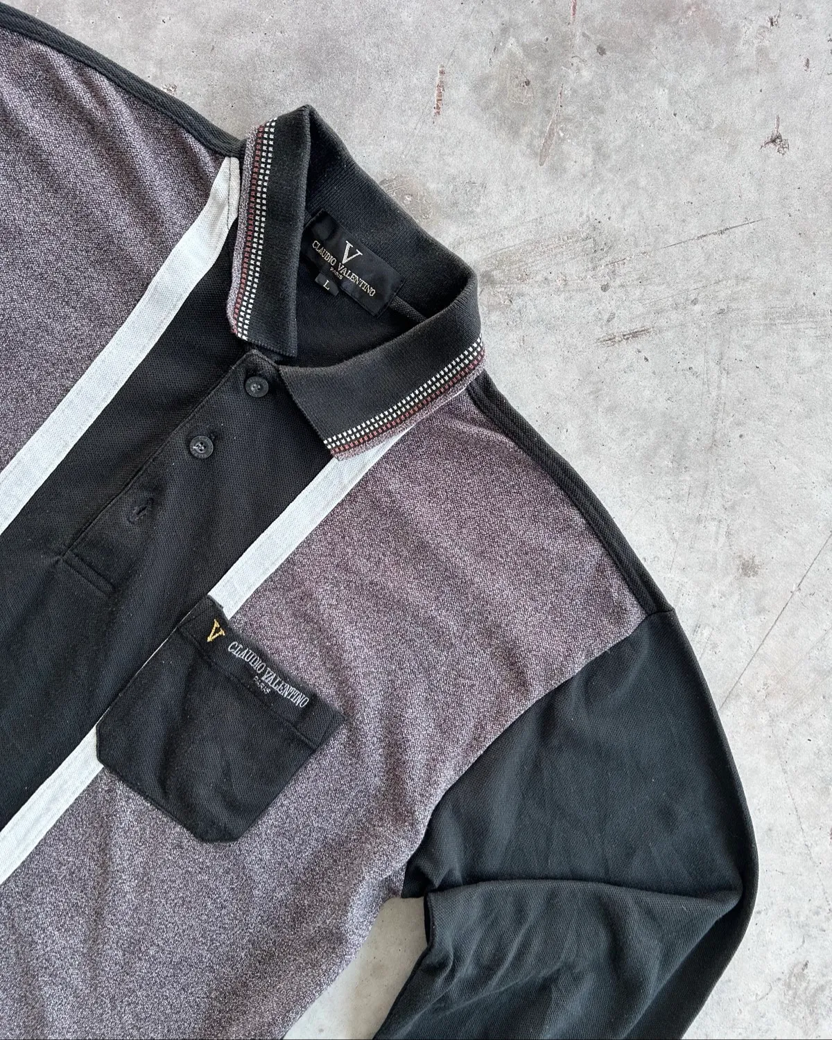 Emilio valentino Emilio Valentino Retro Colourblock Long Sleeve Polo - Photo 3