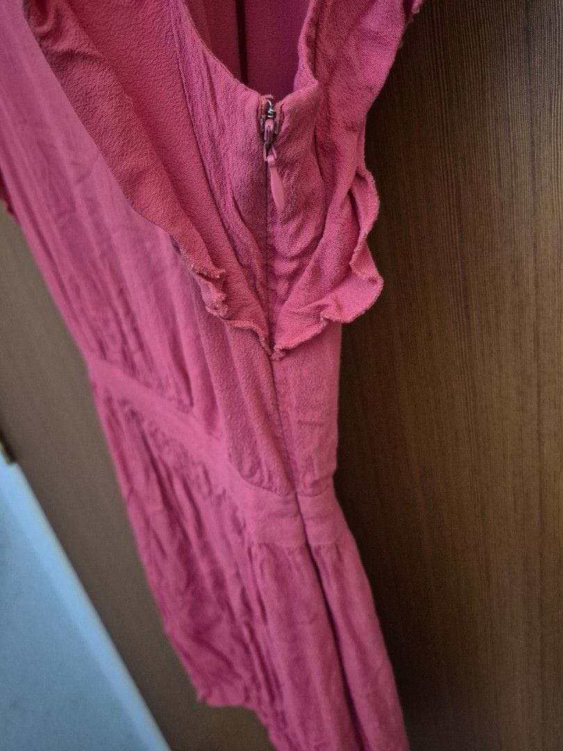 Mango Mango Coral V-Neck Ruffle Dress - XS - Photo 6