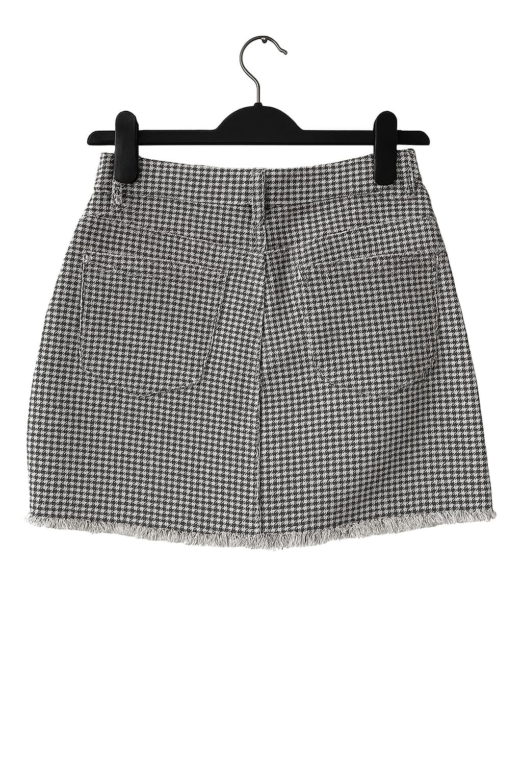 Zara ZARA Black and White Houndstooth Denim Mini Skirt (M) - Photo 2