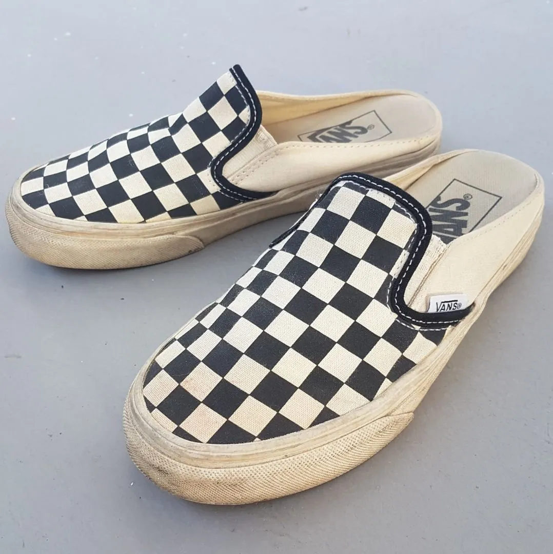 VANS Retro VANS Black & White Shoes, Cosmopolitan, Checkerboard Designer Sneakers, Classic Slip-On Mule, Cool Sliders, US 5.5, UK 3, EUR 35, CM 22, or US 4 Male, Old Skool, OFF THE WALL, Pop Culture, Hip Hop, Rock Star, Cult Street Fashion, Everyday Shoes - Photo 8