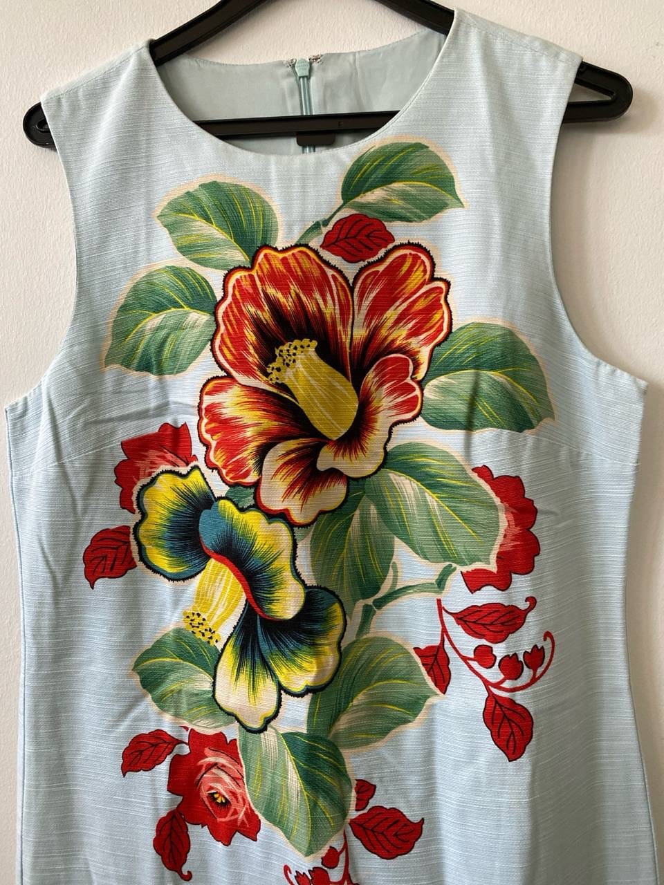 Warehouse WAREHOUSE Sky Blue Sleeveless Floral Patterned Dress (UK 12 / US 8) - Photo 2