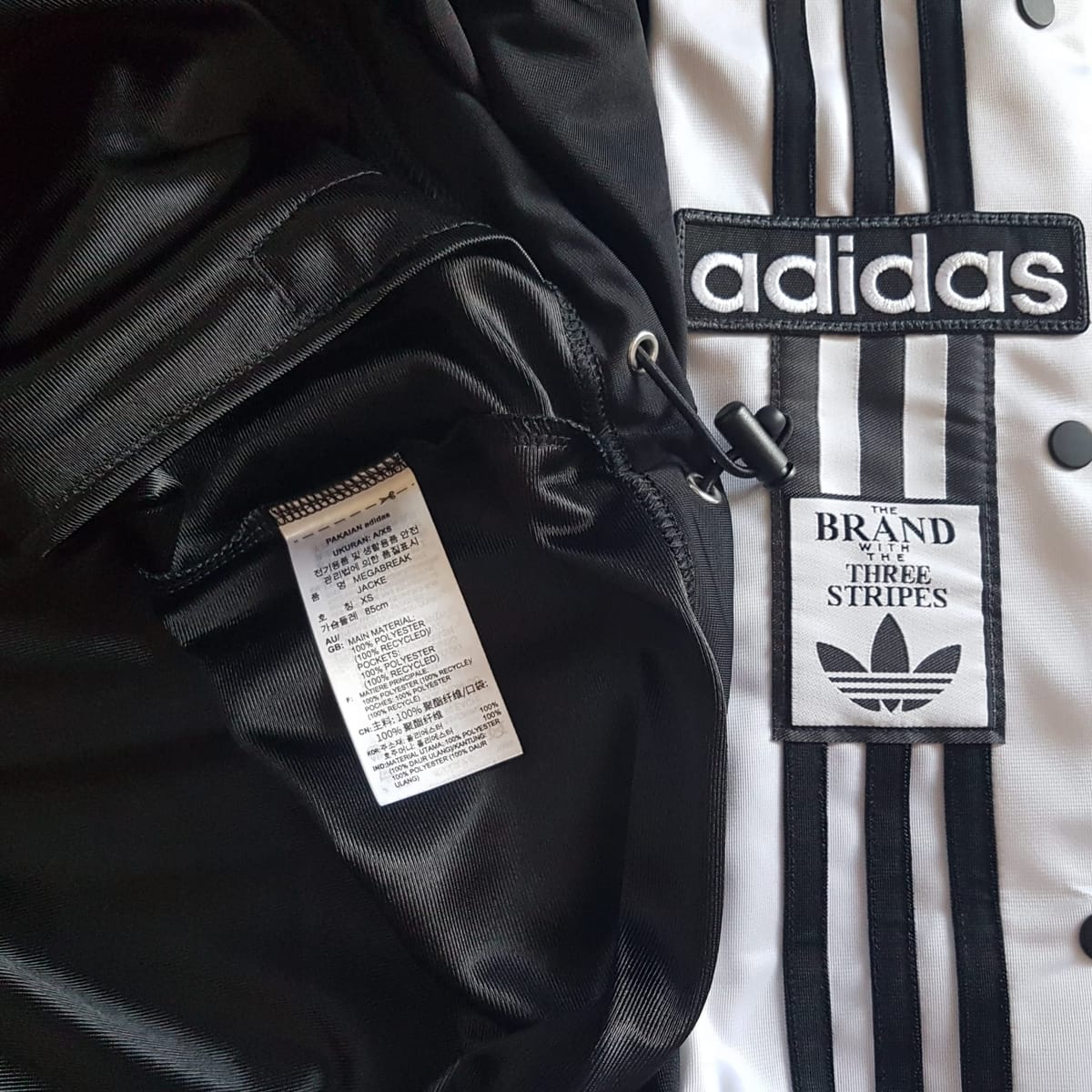 Adidas Adidas Originals ADILENIUM 2 MEGABREAK Striped Zipper Jacket, High Collar, Cosmopolitan, Retro Tracksuit, Black & White Design, Oversize Model, Sophistication, Exquisite Outerwear, Pop Culture, Hip Hop, Rock Star, Timeless Classic, Cult Street Fashion - Photo 5