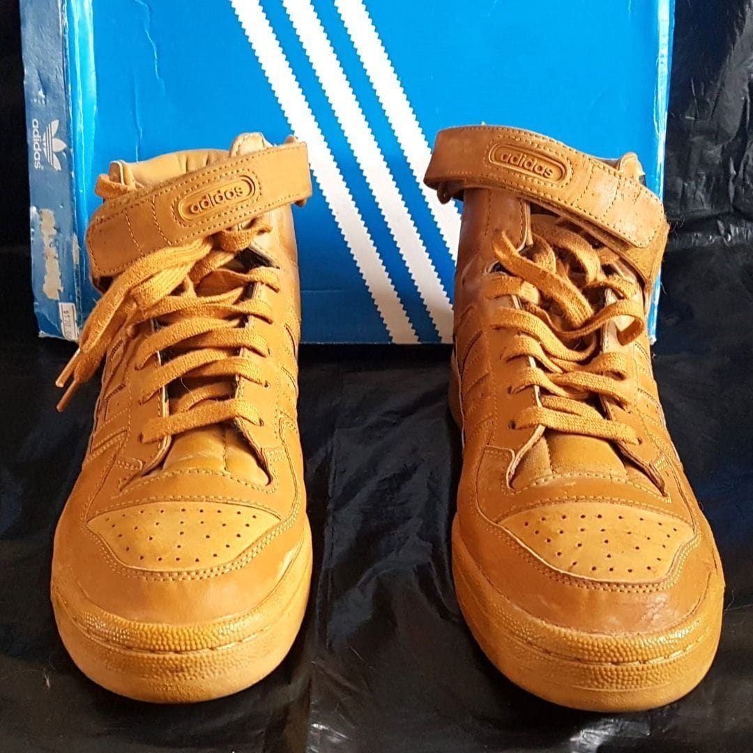 ADIDAS Forum Mid High Top Sneakers - Brown Leather Vibes - Photo 2
