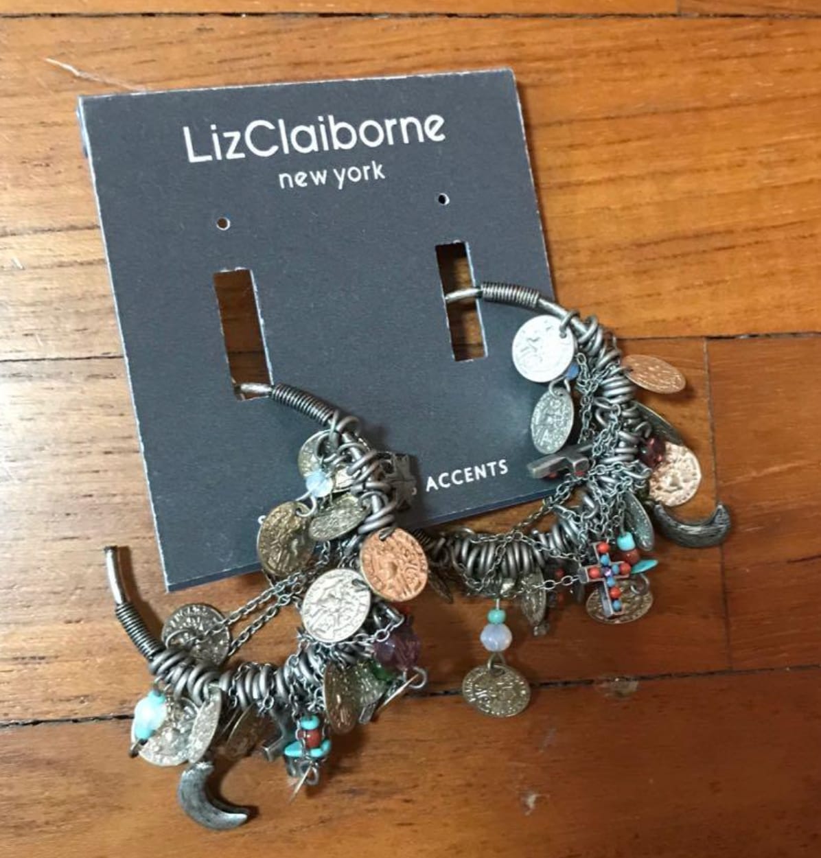 Chic Liz Claiborne Charm Hoop Earrings