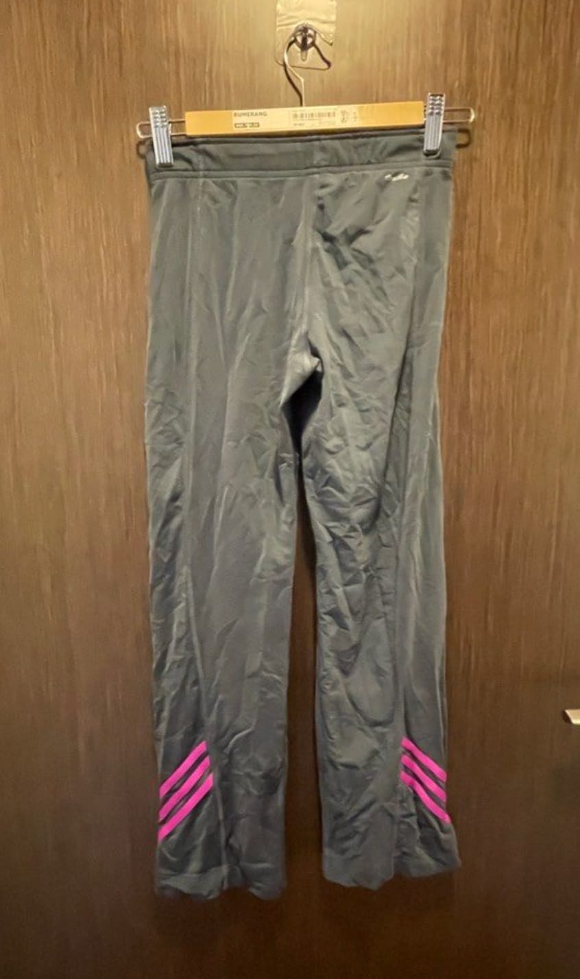 Chic Grey Track Pants with Pink Stripes by Adidas