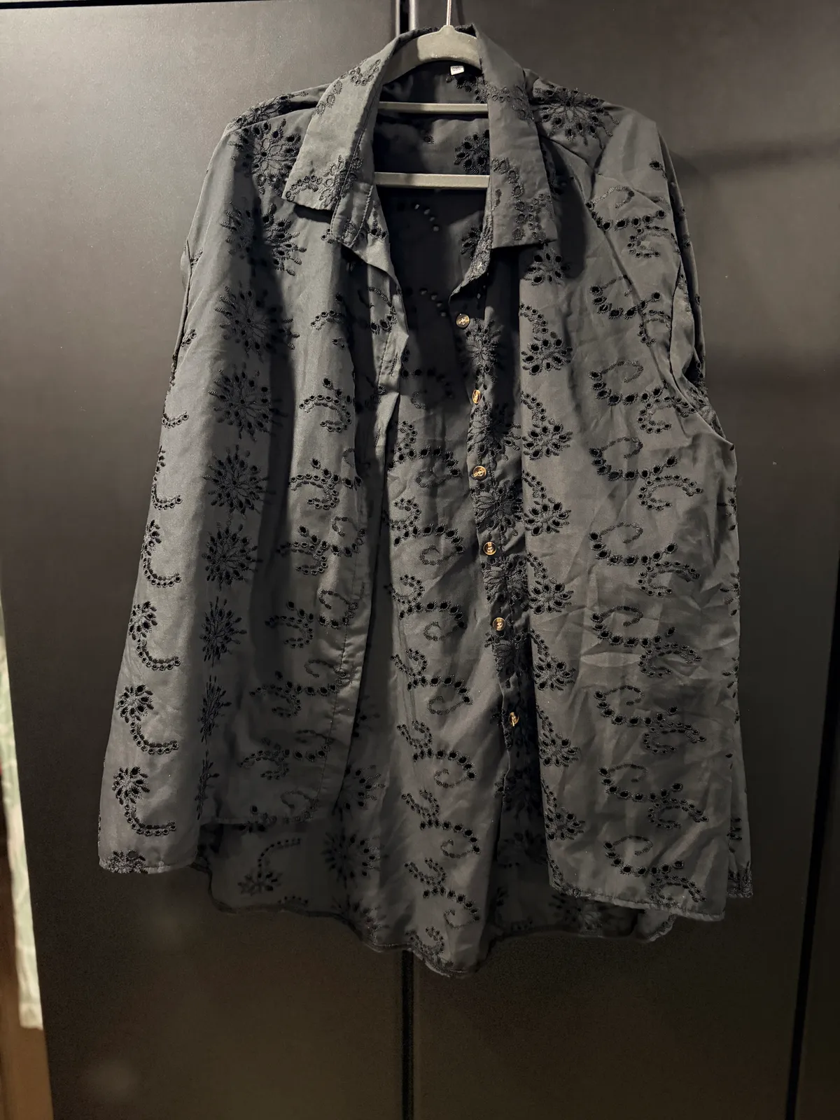 Chic Black Embroidered Shirt