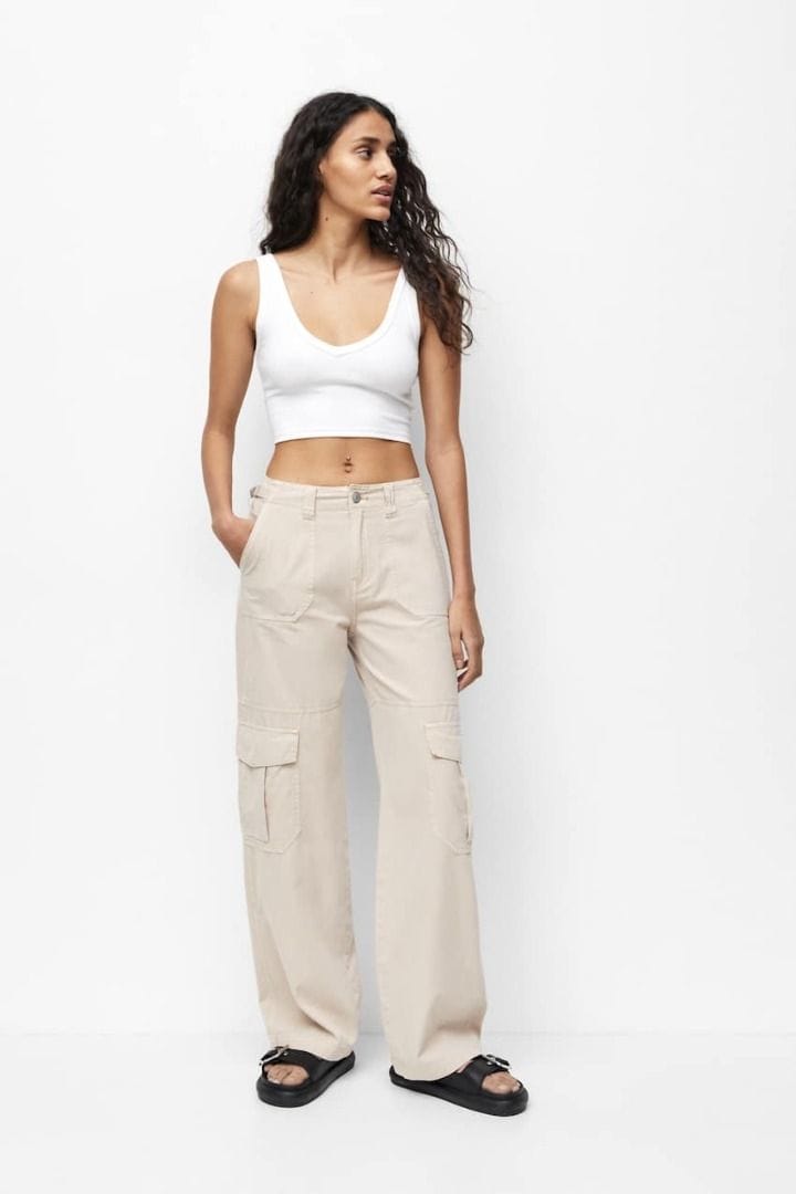 Pull & Bear Beige Cargo Pants 