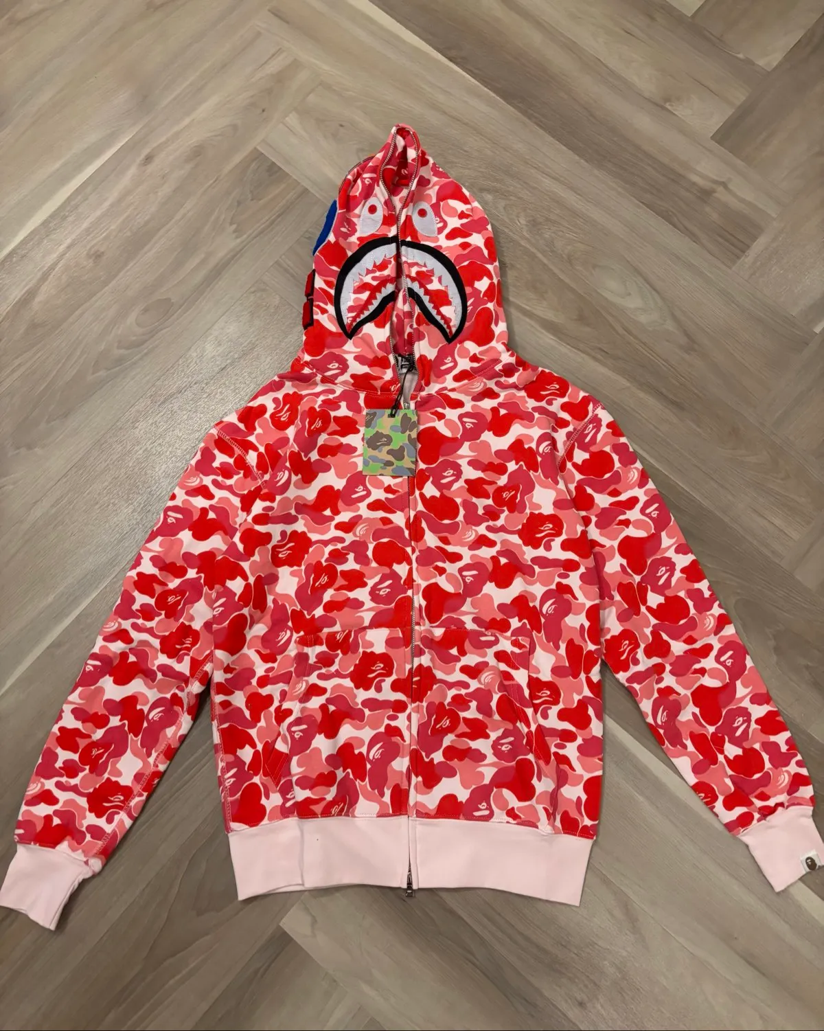 BAPE ABC Pink Camo Shark Full Zip hoodie (classic single hood)
