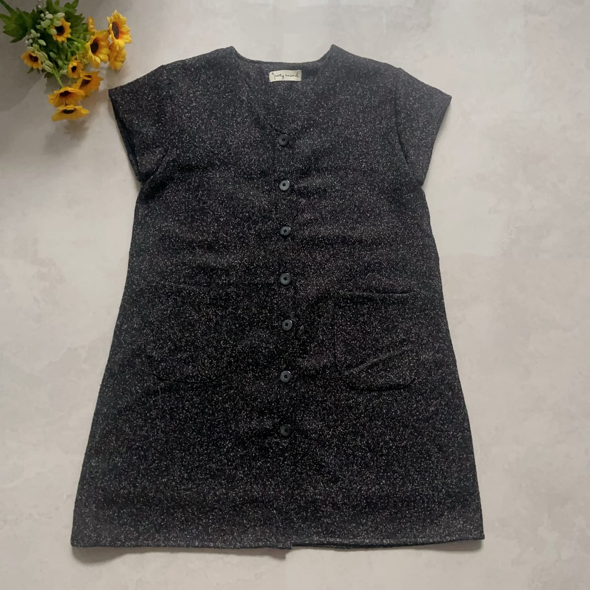 Party Animal Tweet V-Neck Button-Up Dress with Pockets - Photo 2