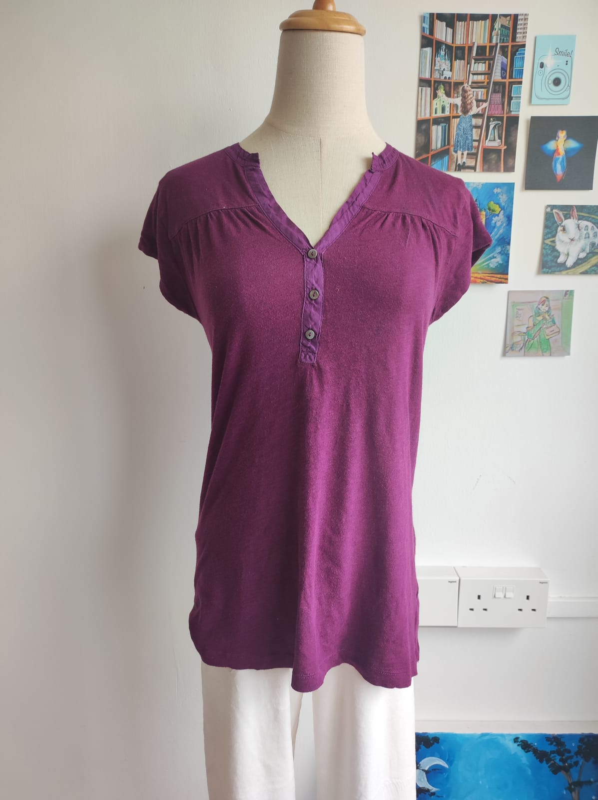 Casual Purple Button-Up Top