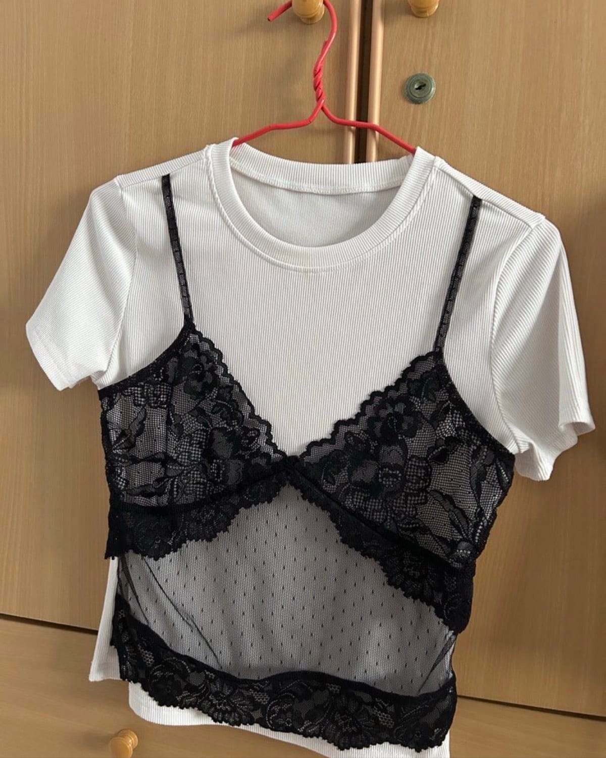 Shein  Ladies White Top with Lace Design