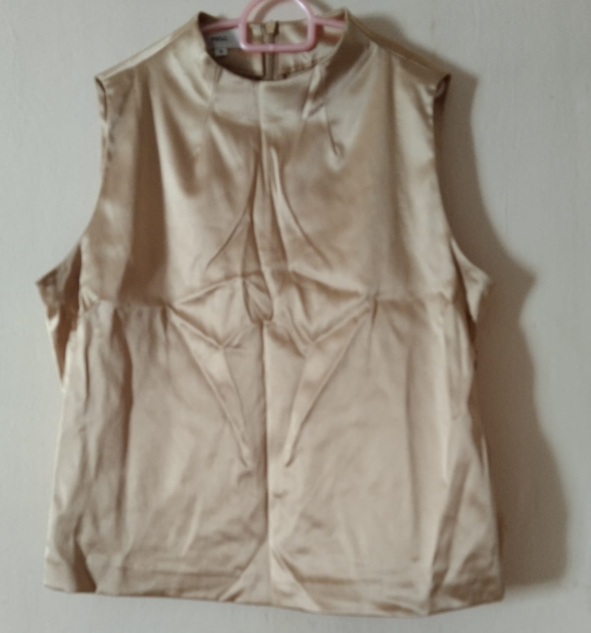 Chic Beige Satin Sleeveless Top